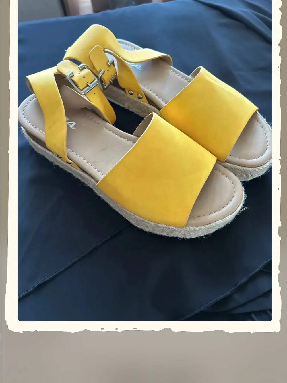 Soda Mustard Yellow Espadrille Platform Sandals with Ankle Strap